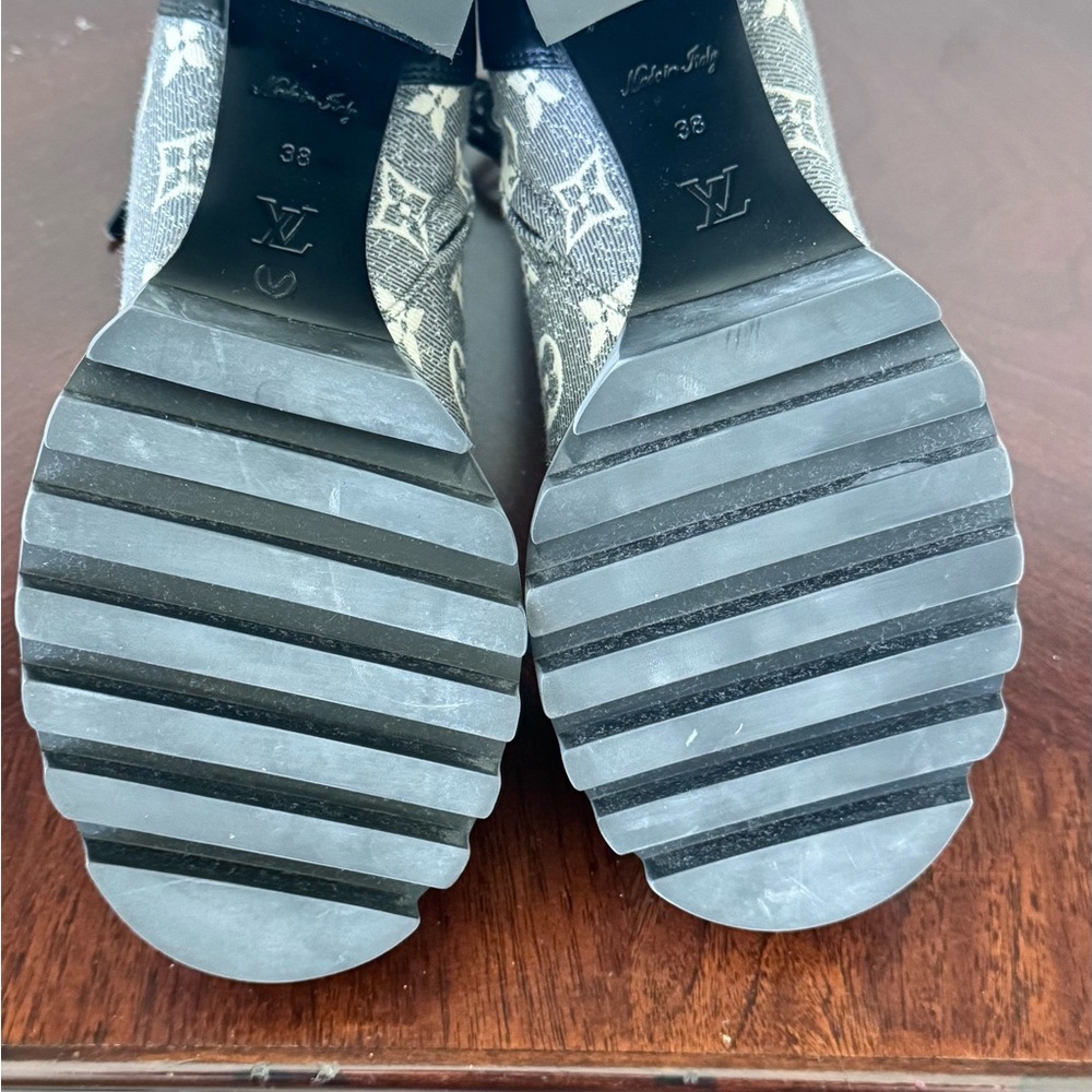 Louis Vuitton Black and Gray Heeled Boots - Picture 2 of 7